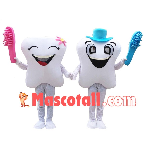 Pair Of Tooth Couple Mascot Cartoon Costume
