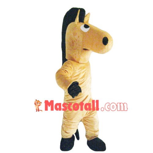Rolling Eyes Brown Horse Mascot Costume