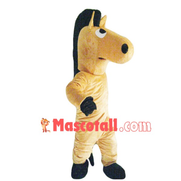 Rolling Eyes Brown Horse Mascot Costume