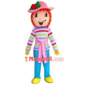 Curly Woman With Striped Top Mascot Costume