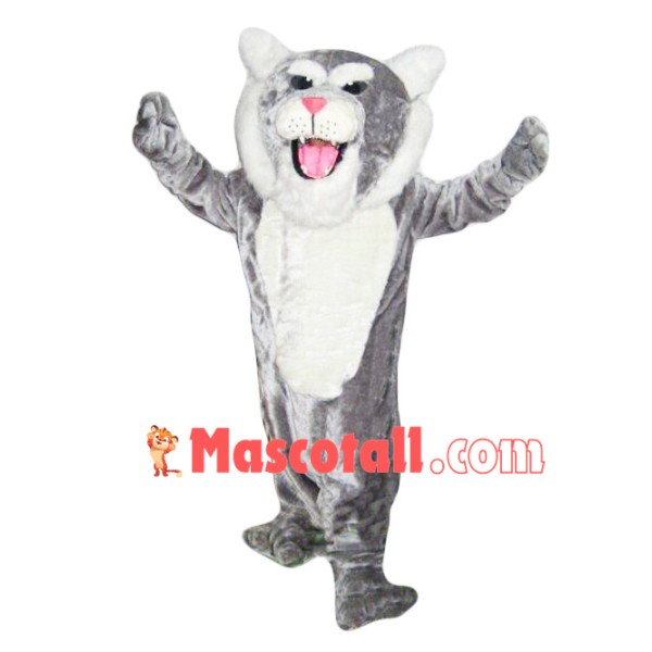 Forceful Power Gray Tiger Mascot Costume