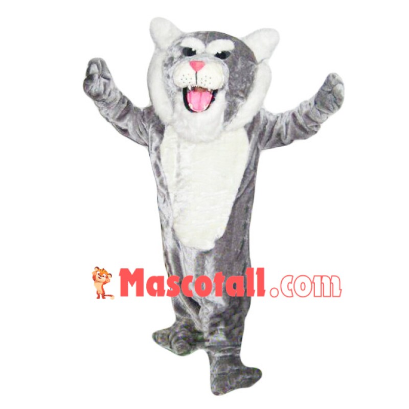 Forceful Power Gray Tiger Mascot Costume