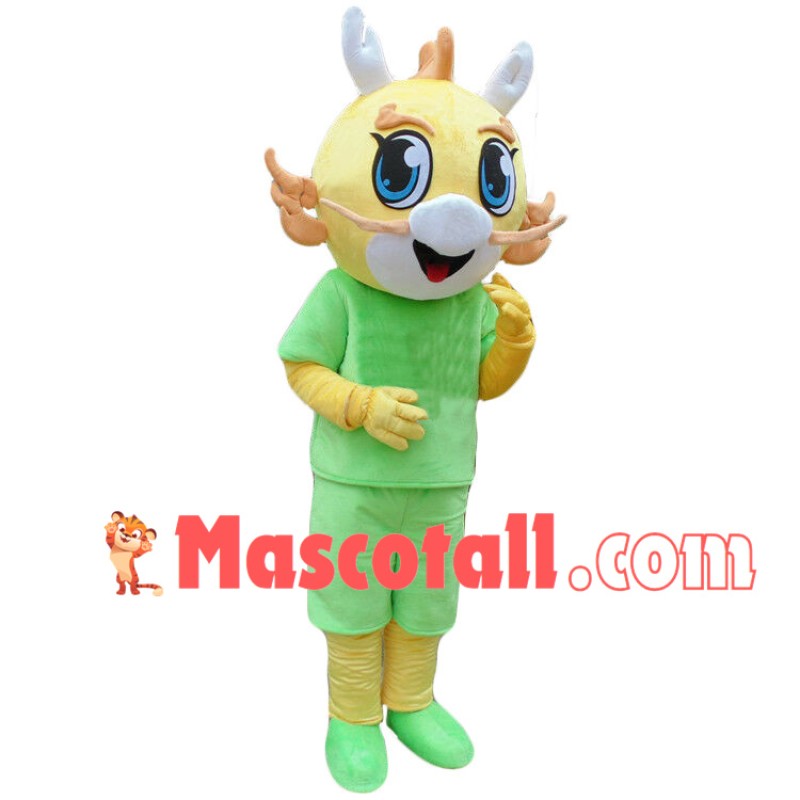 Blue Shiny Eyes Dragon Cartoon Mascot Costume