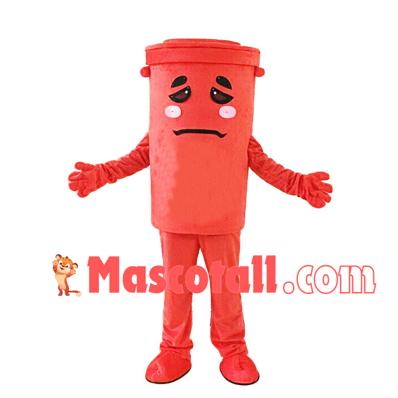 Red Plastic Cup With Lid Mascot Costume