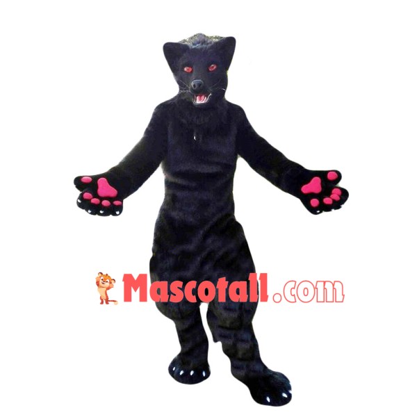 Powerful Black Wolf Mascot Costume