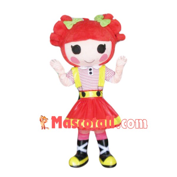 Red Hair Girl Doll Mascot Costume