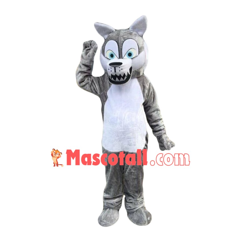 Evil Gray Wolf Mascot Costume