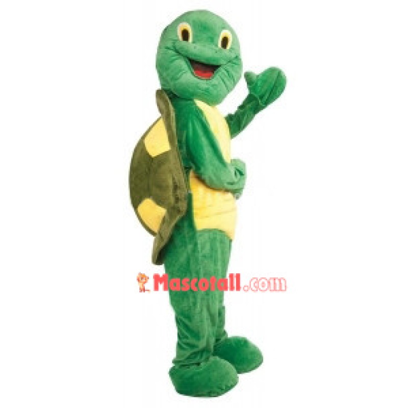 Crumpled Green Turtle Mascot Costume