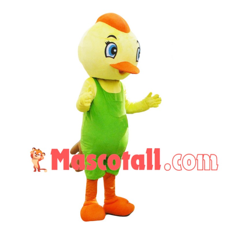 Yellow Chicken With Overalls Mascot Costume