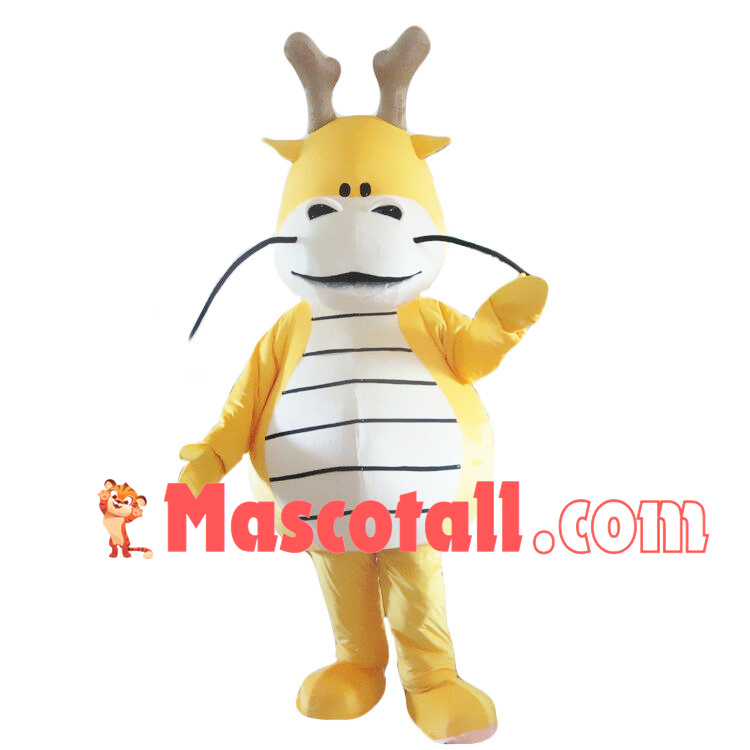 Longbeard Yellow Dragon Mascot Costume