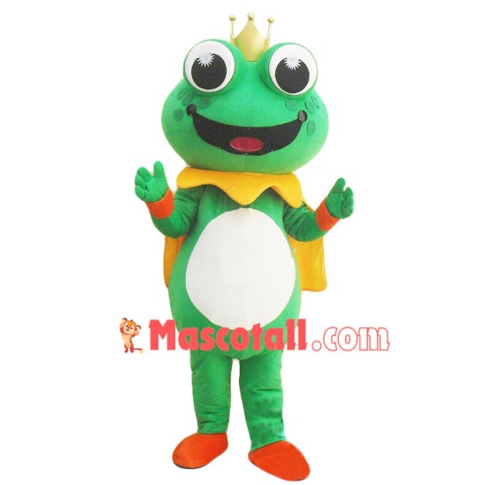 The Frog Prince With Crown Mascot Costume