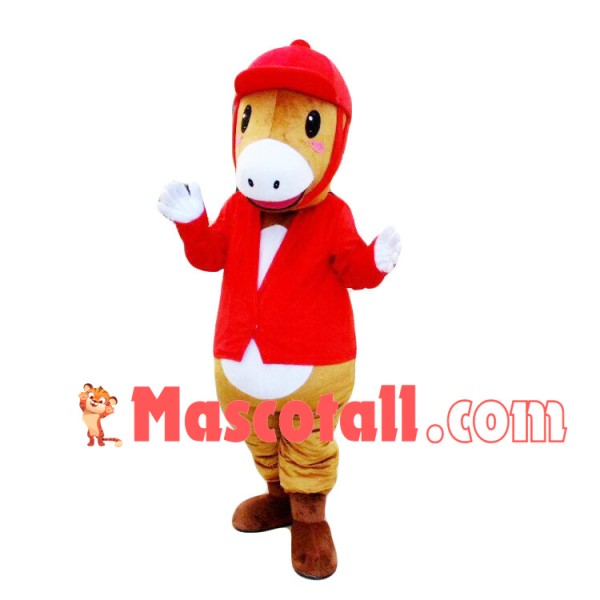 Horse In Red Riding Outfit Mascot Costume