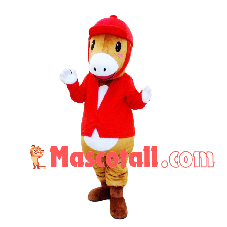 Horse In Red Riding Outfit Mascot Costume
