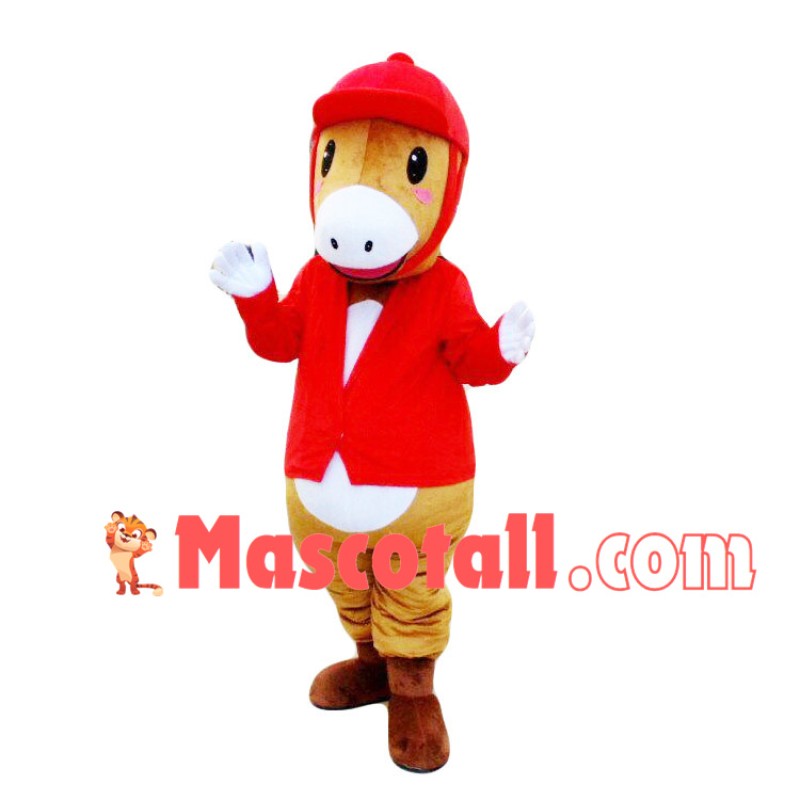 Horse In Red Riding Outfit Mascot Costume