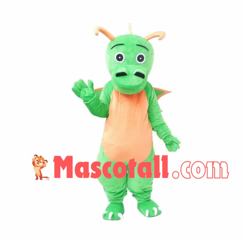 Green Dragon With Big Nostrils Mascot Costume