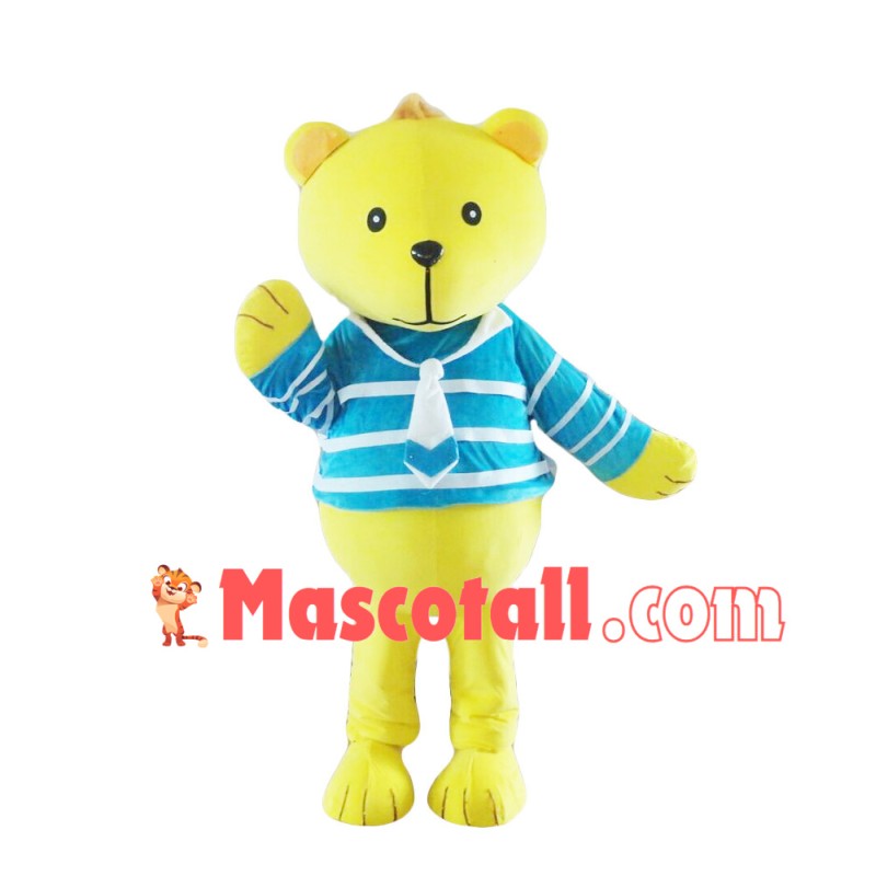 Yellow Bear With Shirt Mascot Costume