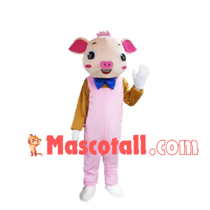 Introverted Pink Pig Mascot Costume