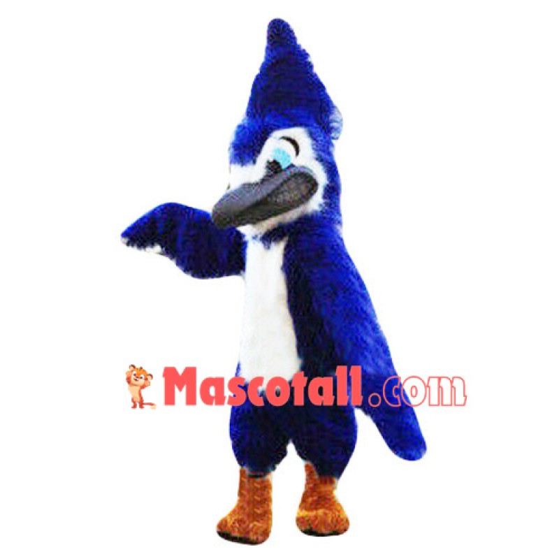 Blue Bird Long Fur Mascot Costume