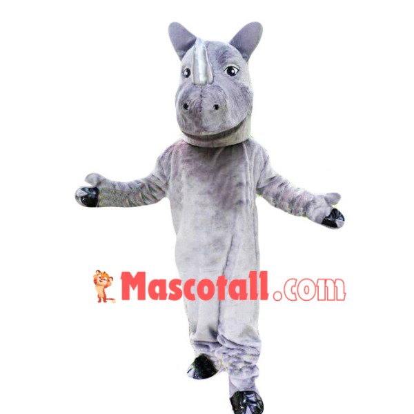 Silver Horned Horse Mascot Costume