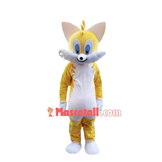 Yellow & White Cat Adult Mascot Costume