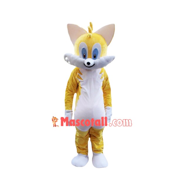 Yellow & White Cat Adult Mascot Costume