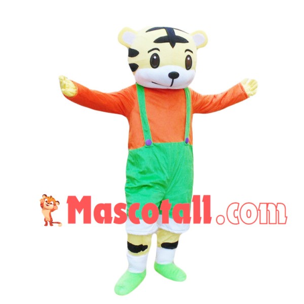 Young Tiger With Green Shorts Mascot Costume