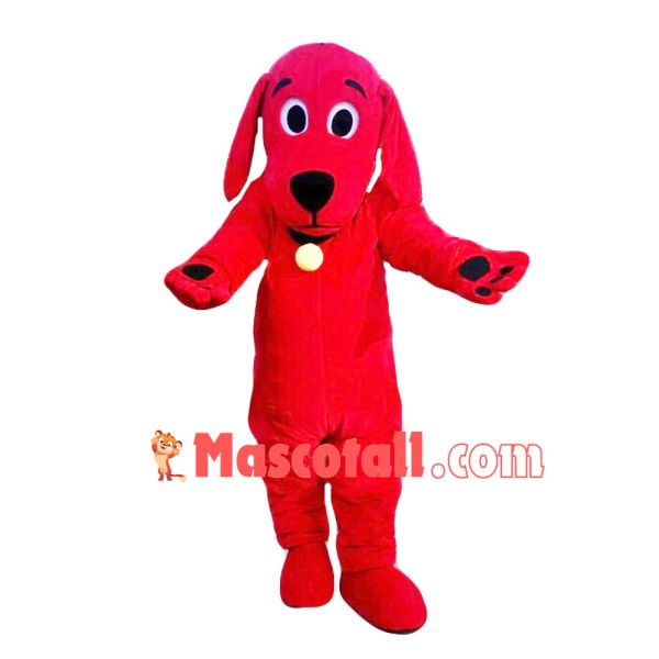Nice Red Dog With Collar Mascot Costume