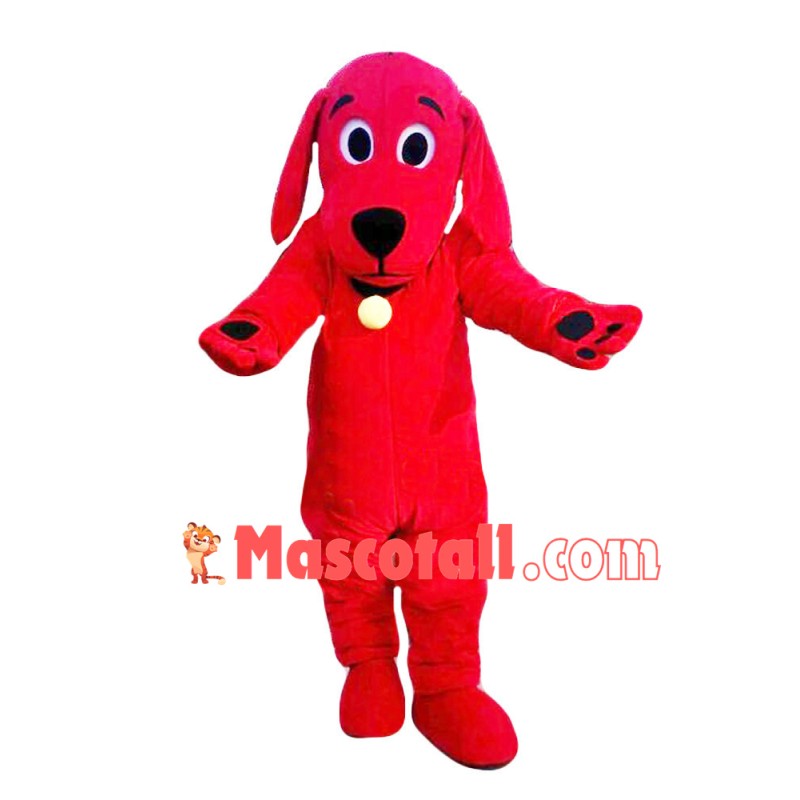 Nice Red Dog With Collar Mascot Costume