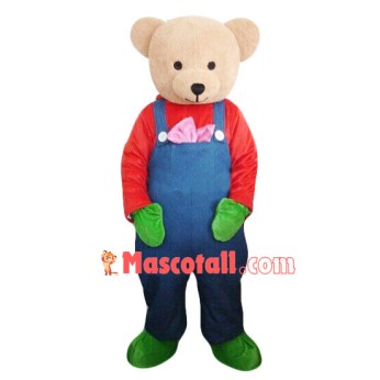 Well-behaved Denim Bib Bear Mascot Costume