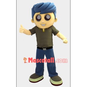 Blue Hair Adult Man Mascot Costume