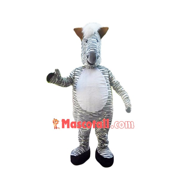 Weird Flat-headed Zebra Mascot Costume