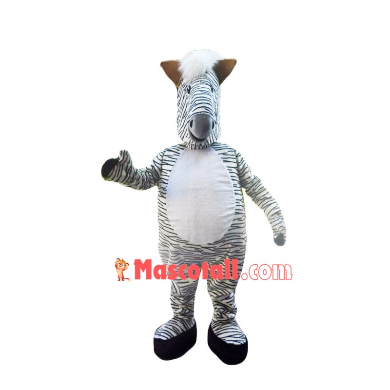 Weird Flat-headed Zebra Mascot Costume