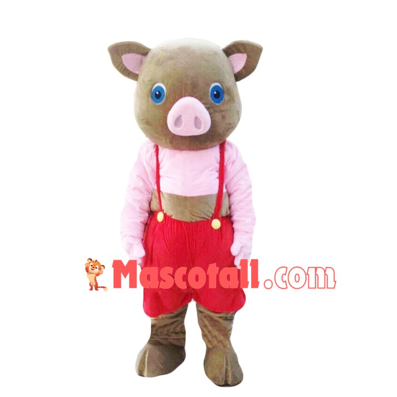 Brown Pig With Navel Mascot Costume