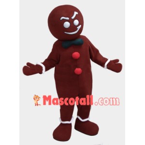Bow Tie Gingerbread Man Mascot Costume