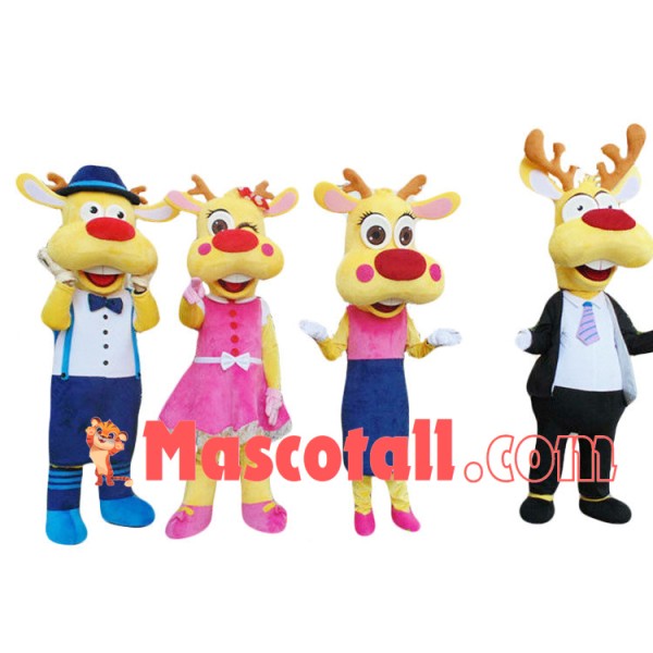 Happy Elk Family Mascot Costume