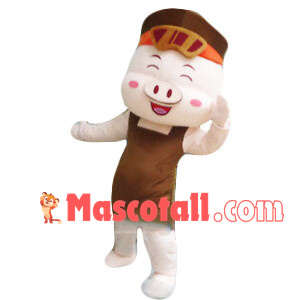 Kind Mother Pig With Apron Mascot Costume