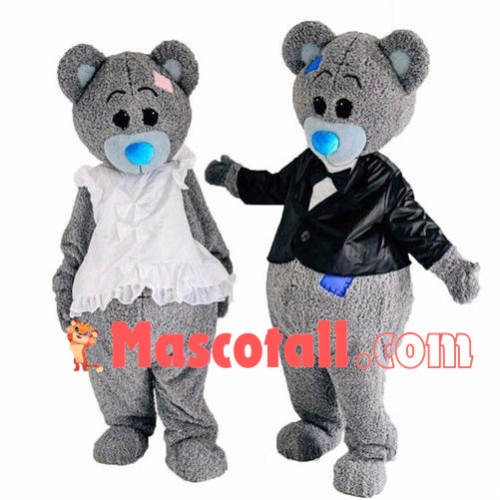 Gray Bear Couple Mascot Costume