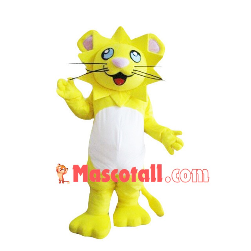Dazzling Yellow Cartoon Lion Mascot Costume