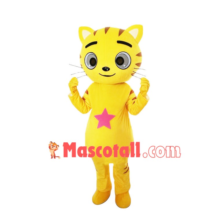 Golden Star Cat Mascot Cartoon Costume