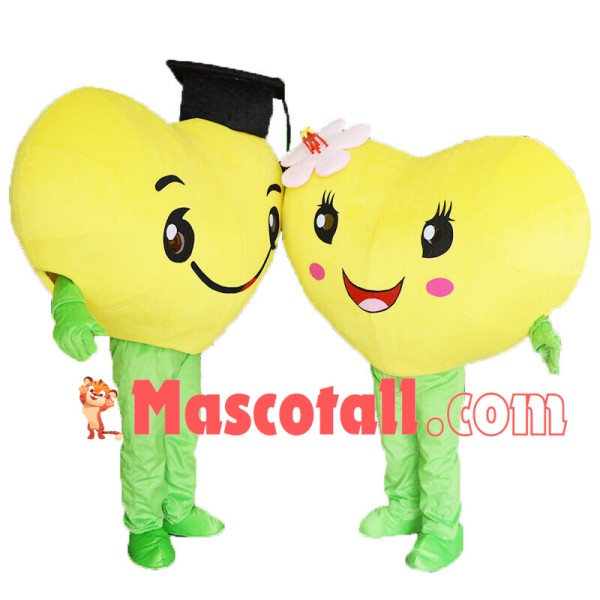 Pair Of Yellow Full Love Mascot Costume