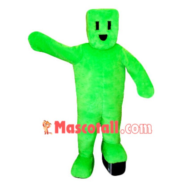 Bright Green Building Block Man Mascot Costume
