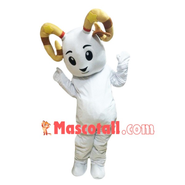 Lively White Sheep Mascot Costume