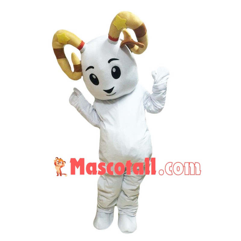 Lively White Sheep Mascot Costume