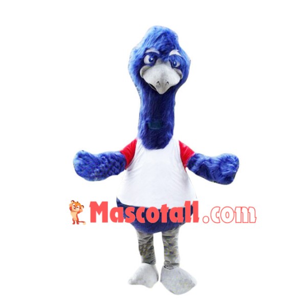 Blue Furry Ostrich Mascot Costume