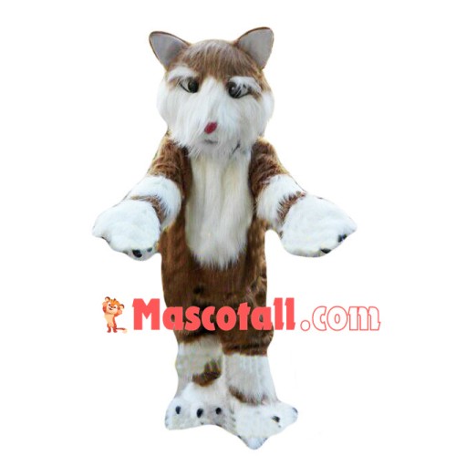 Brown & White Fox Mascot Long Wool Costume