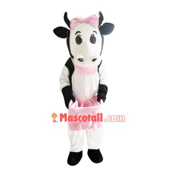 Prolific Cow With Bow Mascot Costume