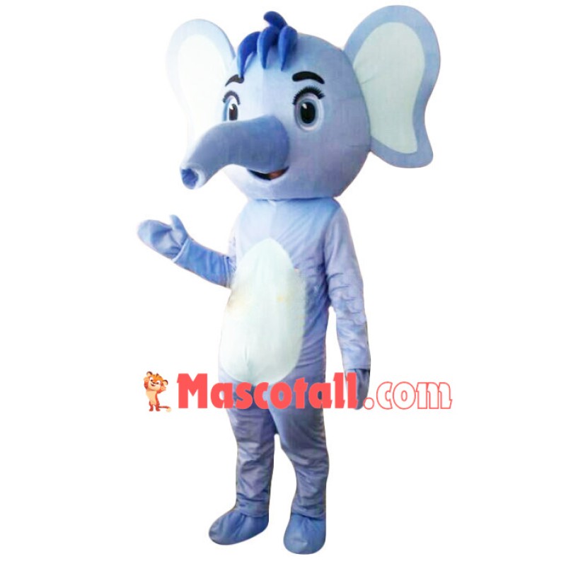 Light Blue Elephant Mascot Breathable Costume