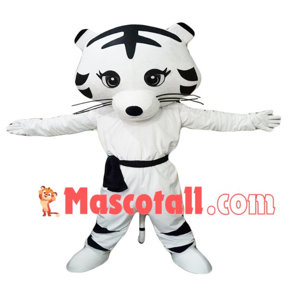 Taekwondo White Tiger Mascot Costume