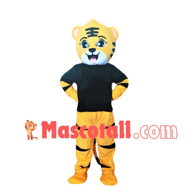 Little Tiger In The Black Shirt Mascot Costume