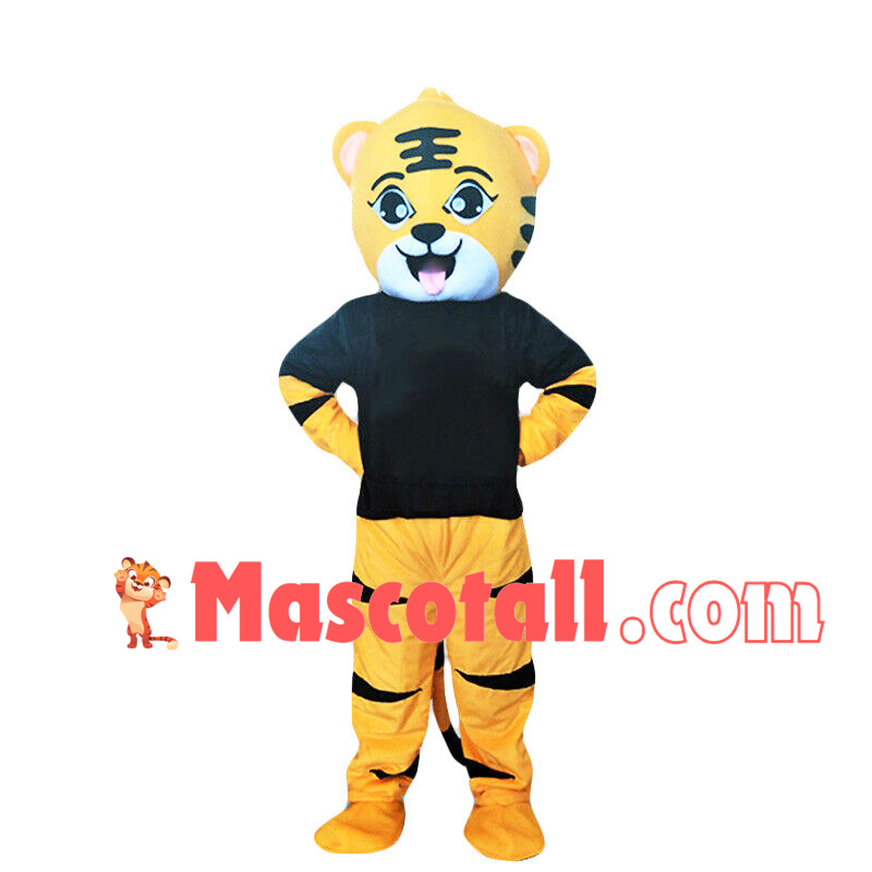 Little Tiger In The Black Shirt Mascot Costume